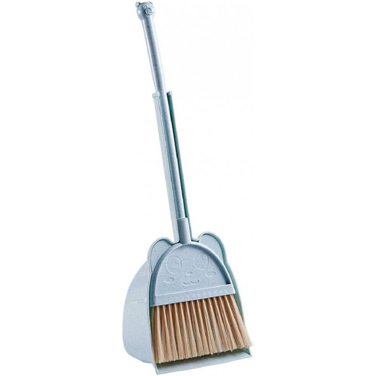 Mini Broom with Dustpan for Kids,Little Housekeeping Helper Set (Blue)