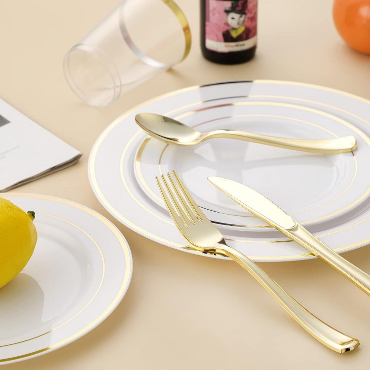 N9R 50PCS Gold Plastic Forks, Solid, Durable and Heavy Duty Plastic Forks Disposable, Perfect Plastic Utensils