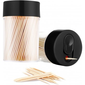 Bamboo Wooden Toothpicks-With 2-Pack Reusable Toothpick Holder