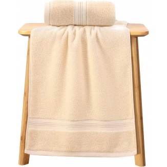 2 Pack 100% Cotton Super Soft Bath Towels Set, Highly Absorbent Hand Towels