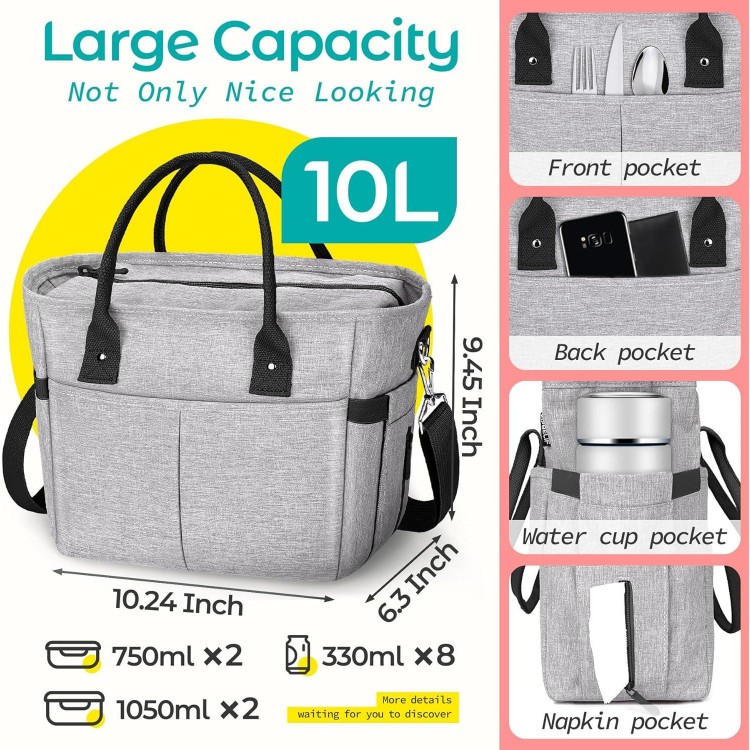 KIPBELIF Insulated Lunch Bags for Women - Large Tote Adult Lunch Box for Women