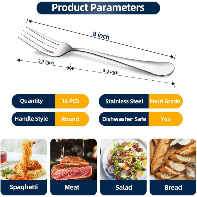 Top Food Grade Extra-Fine Stainless Steel Silverware Forks，Silverware Set, Dishwasher Safe