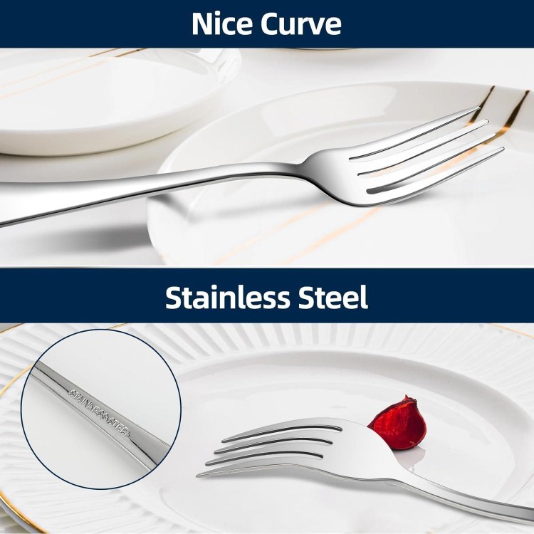 Top Food Grade Extra-Fine Stainless Steel Silverware Forks，Silverware Set, Dishwasher Safe