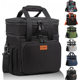 Expandable Insulated Large Lunch Box, Double Deck Heavy Duty Durable Lunch Bag Leakproof Cooler Bags