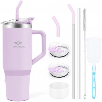 40 oz Tumbler With Handle and Straw Lid Double Wall Vacuum