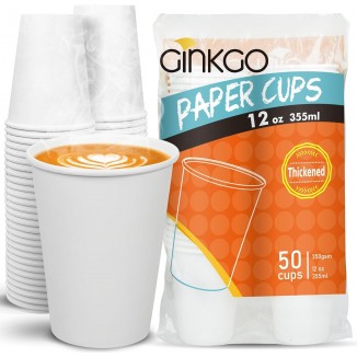 12 oz Disposable Coffee Cups Leak Proof Paper Cups Thickened Paper White Hot Coffee Cups