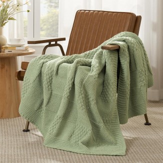 Home Checkered Throw Blanket Soft Cozy Knit Throw Blanket