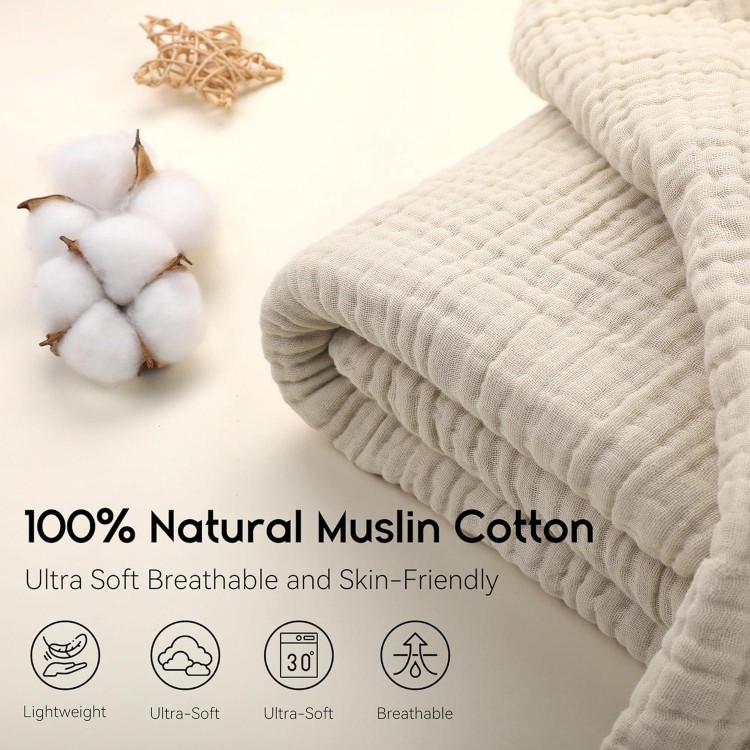 Muslin Blanket 100% Cotton Summer Blanket for Bed Couch 6-Layer Gauze Blanket