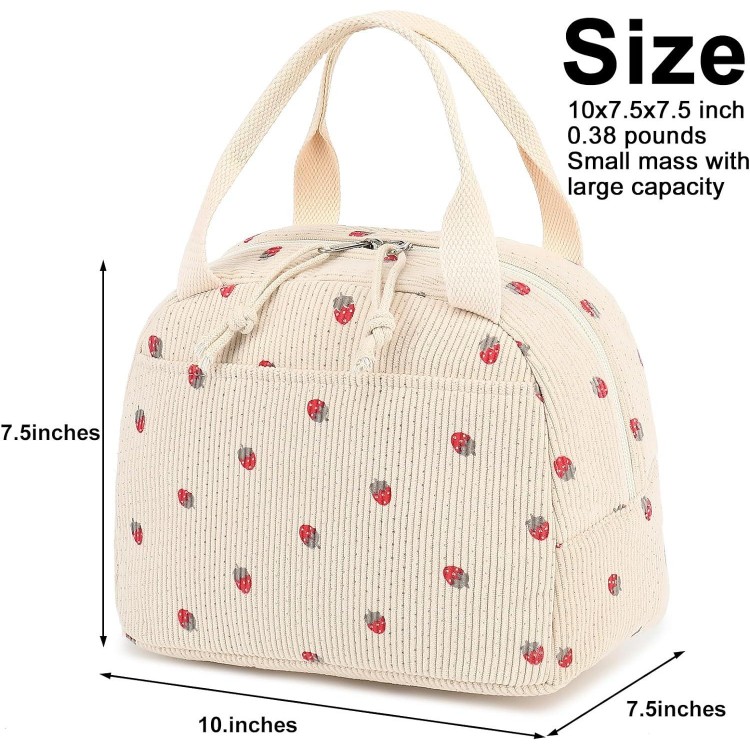 Bluboon Lunch Bag for Women Men Cute Corduroy Lunch Tote Bags