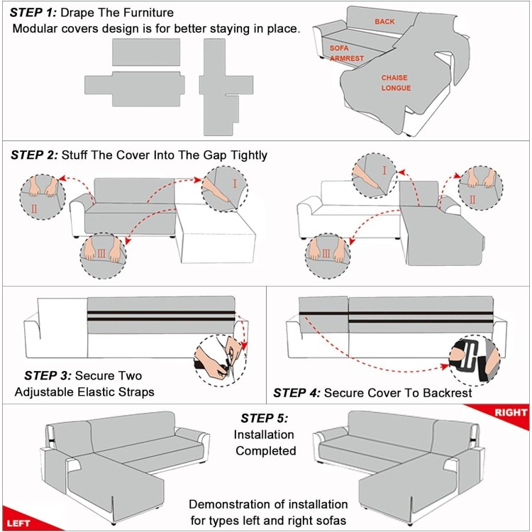 100% Waterproof Sectional Couch Covers for Dogs Reversible Couch Covers