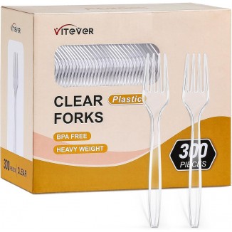 Fancy Plastic Cutlery, Elegant Disposable Forks, Plastic Utensils Set, Clear Forks Set