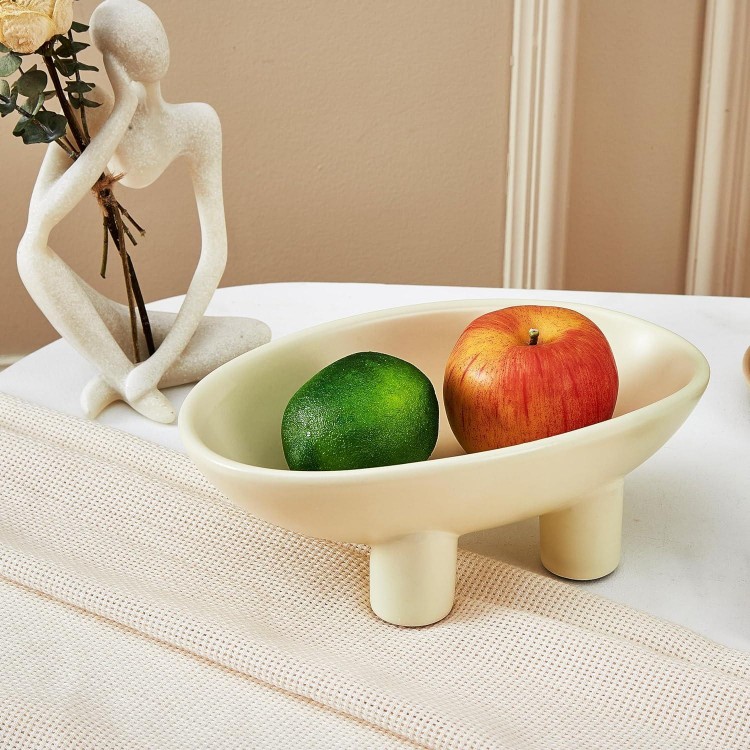 Ceramic Fruit Stand Snack Bowls Oval Plates for Fruit Breads Snack