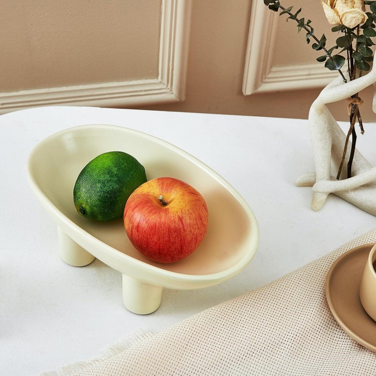 Ceramic Fruit Stand Snack Bowls Oval Plates for Fruit Breads Snack