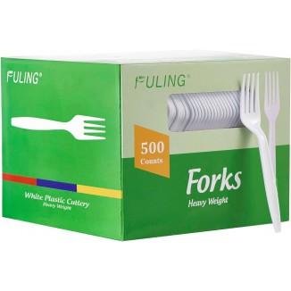 500 Count Heavy Duty White Plastic Forks Disposable Utensils Party Cutlery Heavyweight