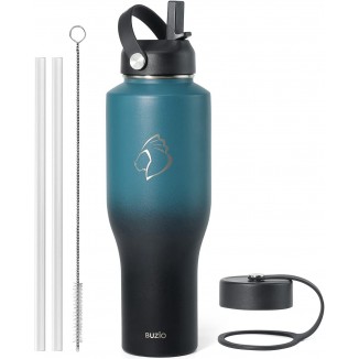 40oz Insulated Water Bottle Fits in Any Car Cup Holders, BUZIO 40oz Vacuum Insulated Tumbler