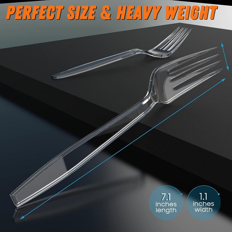 Solid and Durable Plastic Cutlery, Premium Disposable Forks for Party Supply