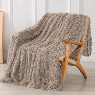 Decorative Extra Soft Faux Fur Blanket,Solid Reversible Fuzzy
