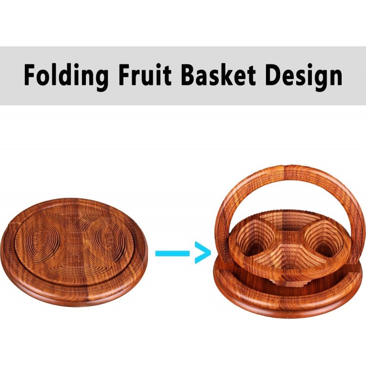  Foldable Bamboo Dried Fruit Basket Collapsible Bread Nuts Baskets, Fruit Gift Basket