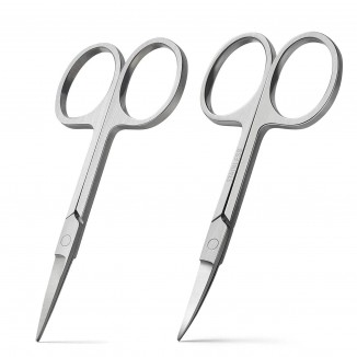 BEZOX Premium Nail Scissors 2PCS, Professional Curved and Stright Manicure Scissors