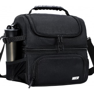 MIER Dual Compartment Lunch Bag Tote with Shoulder Strap