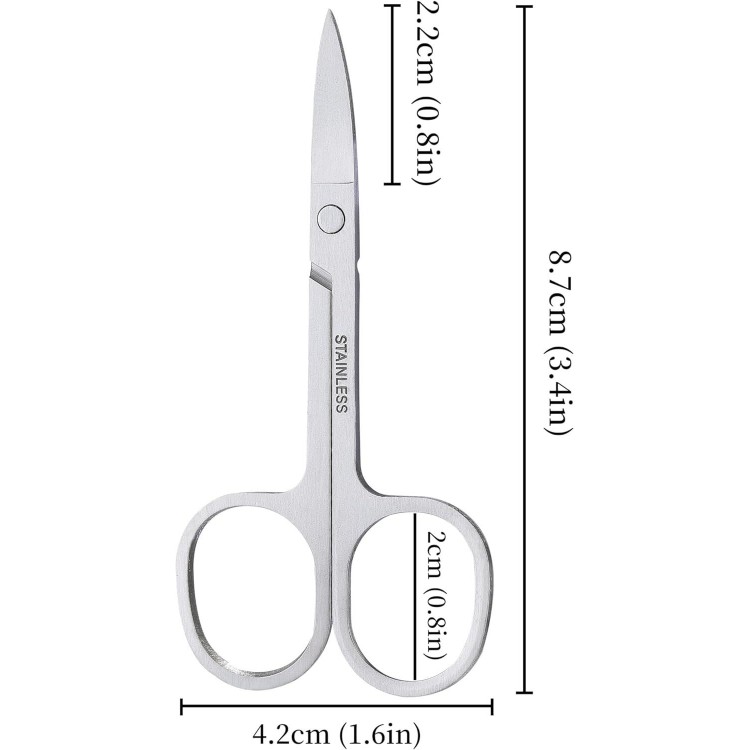 3PCS Cuticle Scissors, COKUMA Stainless Steel Curved Blade Nail Scissors