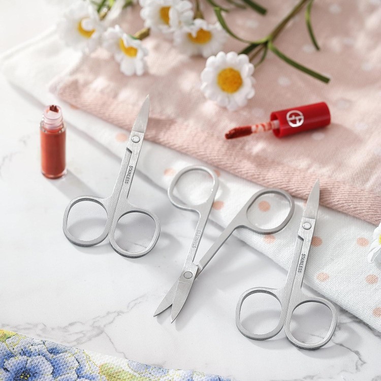 3PCS Cuticle Scissors, COKUMA Stainless Steel Curved Blade Nail Scissors