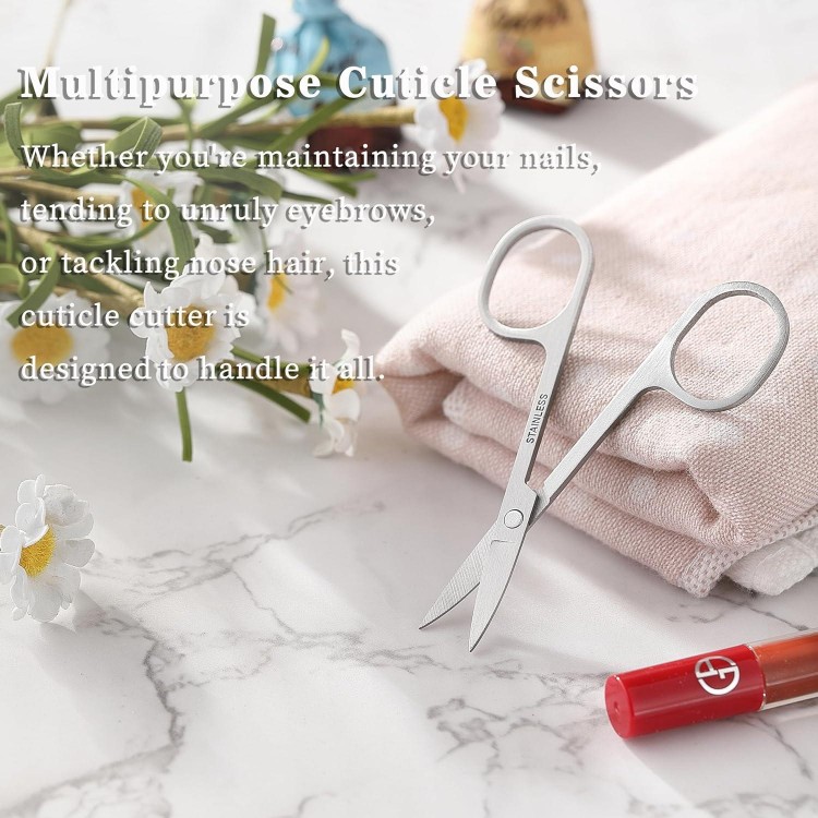 3PCS Cuticle Scissors, COKUMA Stainless Steel Curved Blade Nail Scissors