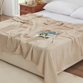 6 Layer Cotton Muslin Blanket, Cotton Gauze Blanket for Adult, Lightweight