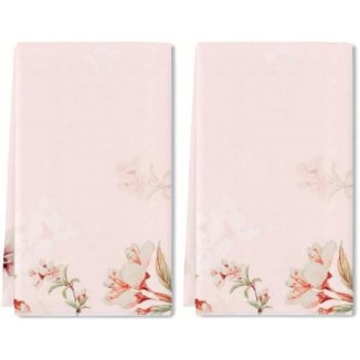 Cherry Blossom Hand Towel Set of 2 Pink Floral Bath Towels