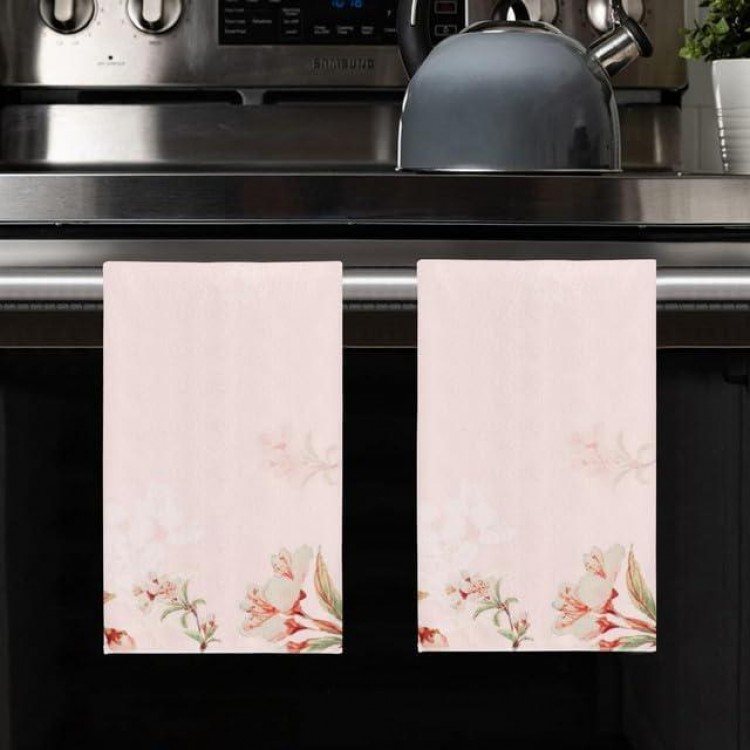 Cherry Blossom Hand Towel Set of 2 Pink Floral Bath Towels