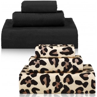 6 Pcs Leopard Towel Set Bathroom Towels for Hotel Spa