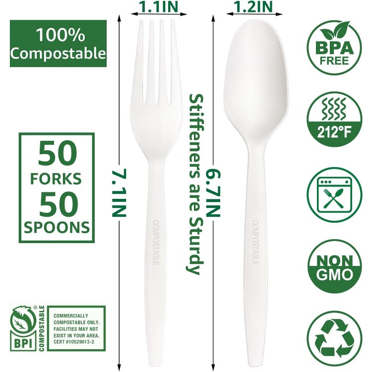 friendly Disposable Forks and Spoons for Lounge,Party,BBQ