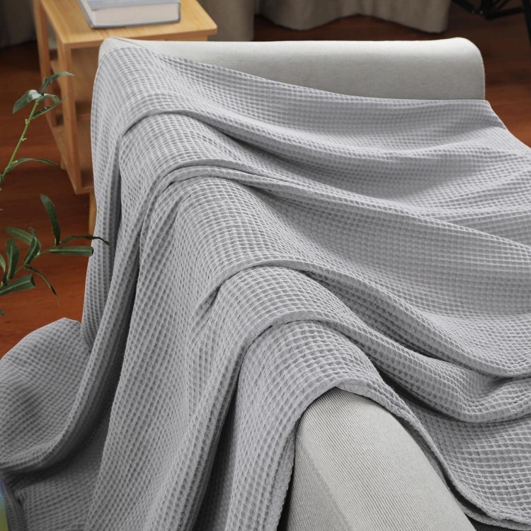 100% Cotton Waffle Blanket , 380 GSM Waffle Weave Throw Blanket