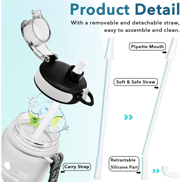 Enerbone 32 OZ Water Bottle, Leakproof BPA & Toxic Free, Motivational Water Bottle