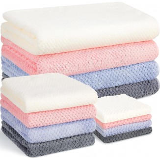 12 Pcs Towels and Washcloths Sets Bath Towel Set