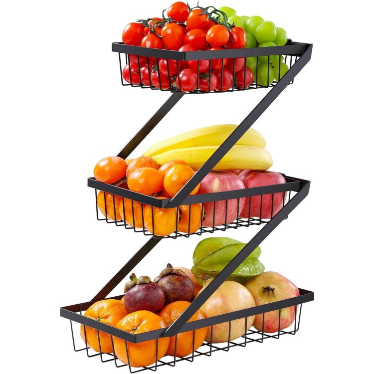  Produce Storage Basket Metal Vegetable Holder Stand Organizer for Bread Snack Onion Potato