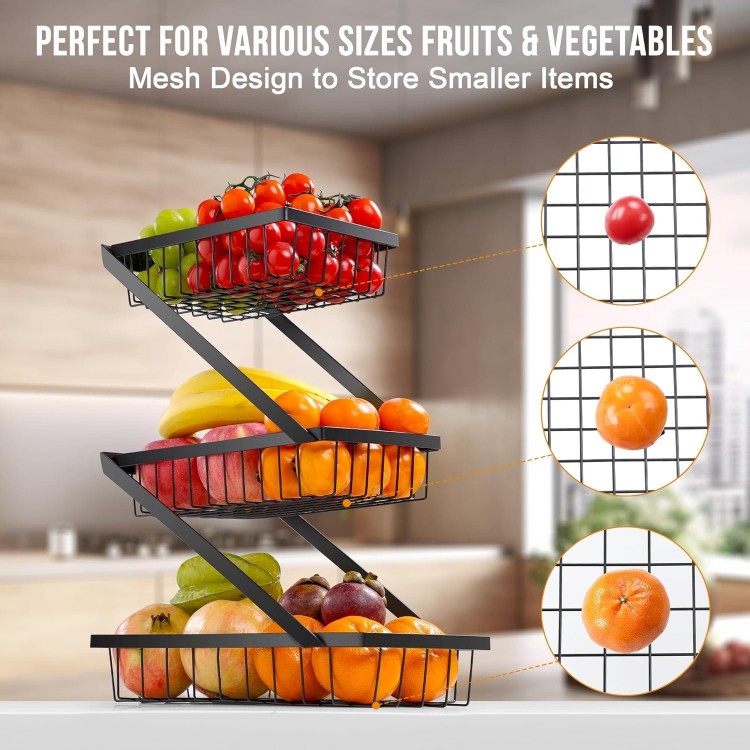  Produce Storage Basket Metal Vegetable Holder Stand Organizer for Bread Snack Onion Potato