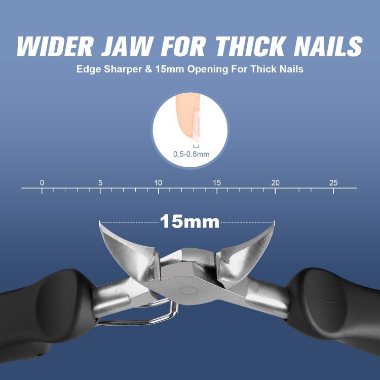 Nail Clippers for Thick & Ingrown Toenails - Sharp Curved Blade & Non-Slip Handle -Toenail Clippers