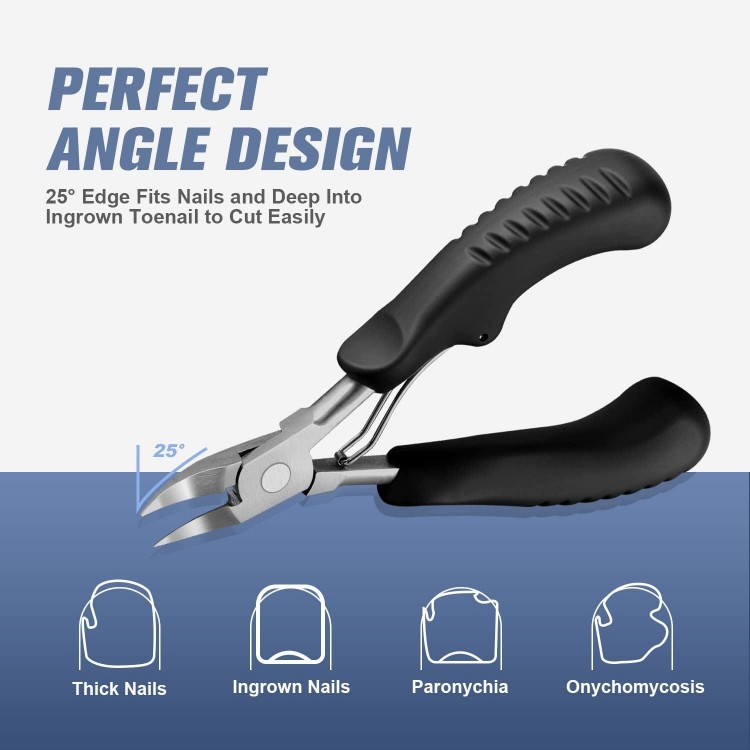 Nail Clippers for Thick & Ingrown Toenails - Sharp Curved Blade & Non-Slip Handle -Toenail Clippers