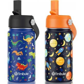 Fimibuke Kids Insulated Water Bottle - 14oz BPA-FREE Double Wall Vacuum Tumbler 18/8 Stainless Steel Leak Proof Kids Cups