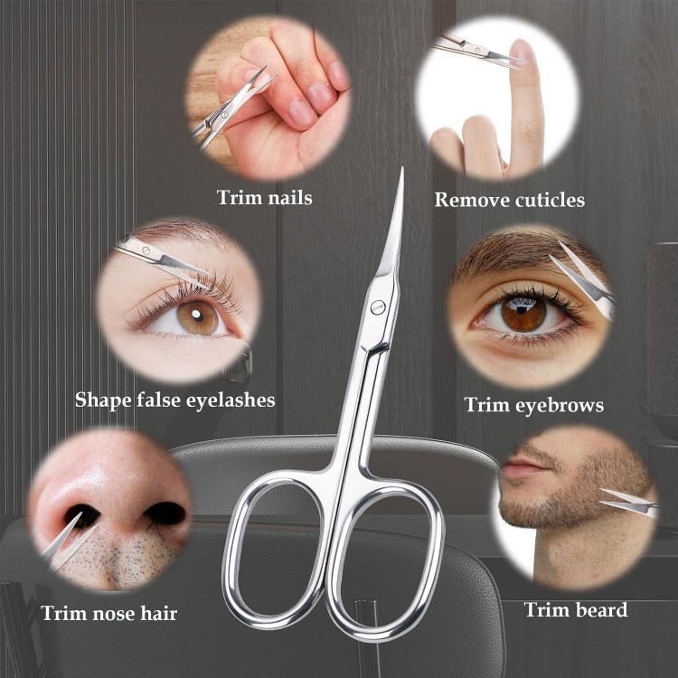 Cuticle Scissors Extra Fine Curved, Nail Scissors Extremely Slim Eyebrow Scissors Small Manicure Scissors