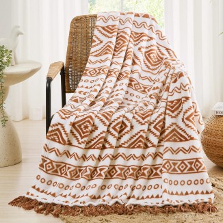 Boho Twin Blanket, Printed Flannel Fleece Bohemian Twin Fall Blanket