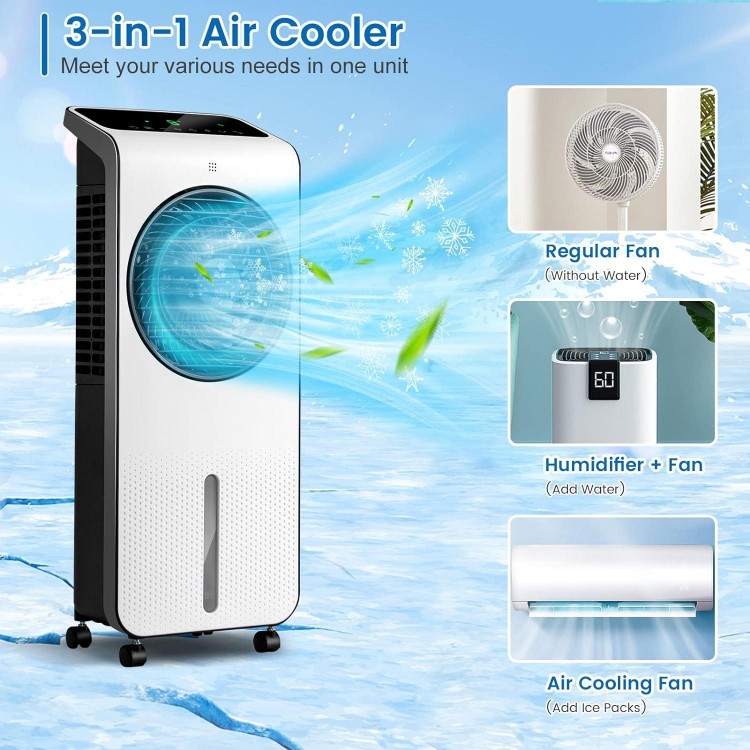 Evaporative Air Cooler, Oscillating Cooling Fan With Remote Control