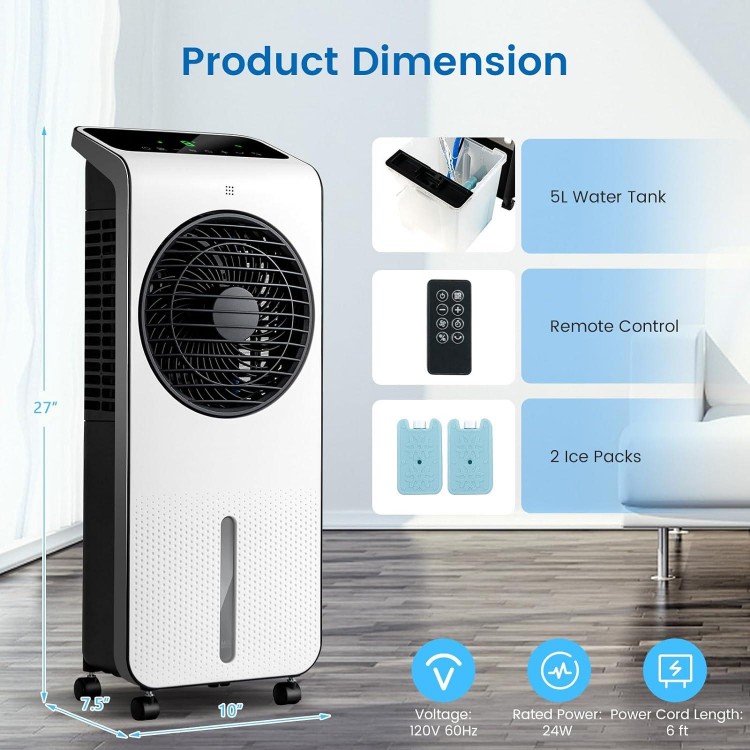 Evaporative Air Cooler, Oscillating Cooling Fan With Remote Control