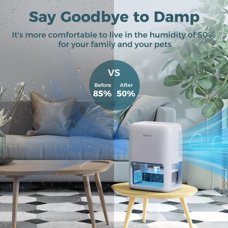 60 OZ Dehumidifiers For Home, Dual-Semiconductor Quiet Dehumidifier