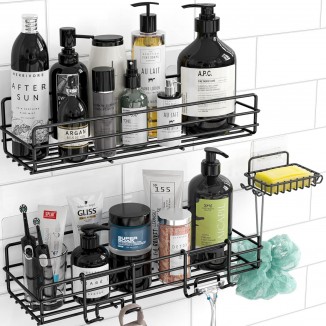 Moforoco Shower Caddy Basket Shelf with Soap Holder, No Drilling