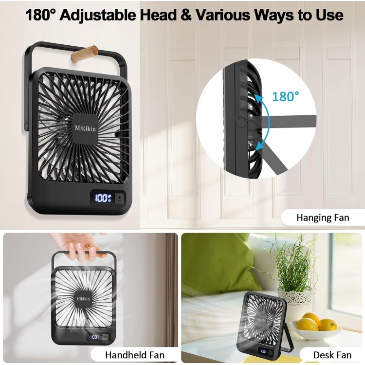 Desk Fan Battery Operated, Portable USB Rechargeable Fan, Home, Travel