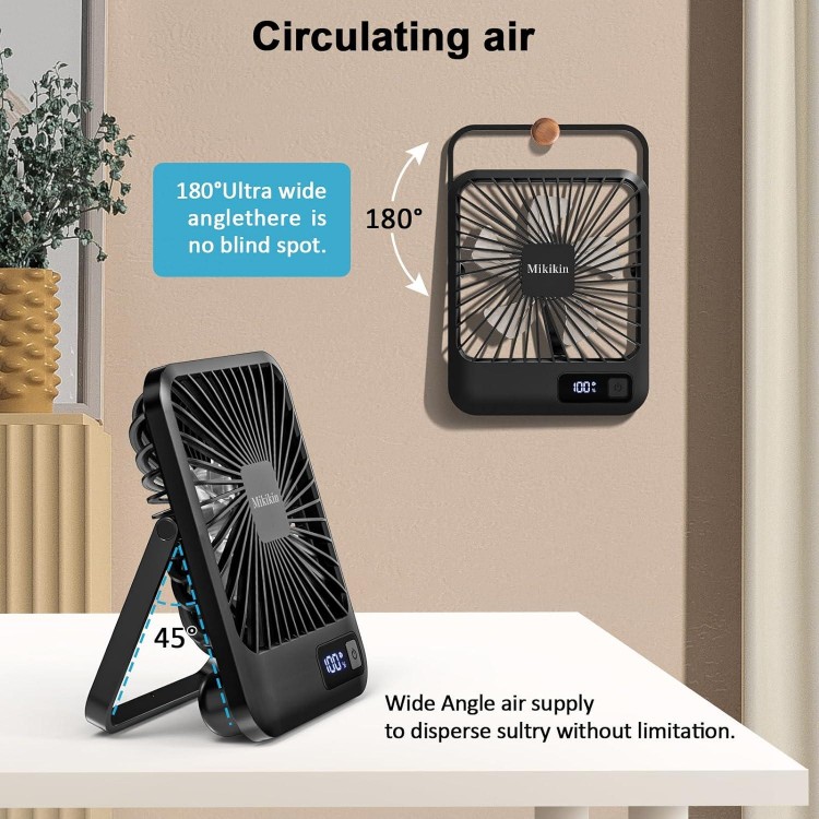 Desk Fan Battery Operated, Portable USB Rechargeable Fan, Home, Travel