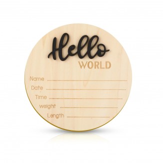 Baby Announcement Sign, 5.9 Inch Wooden Birth Baby Name Plaques
