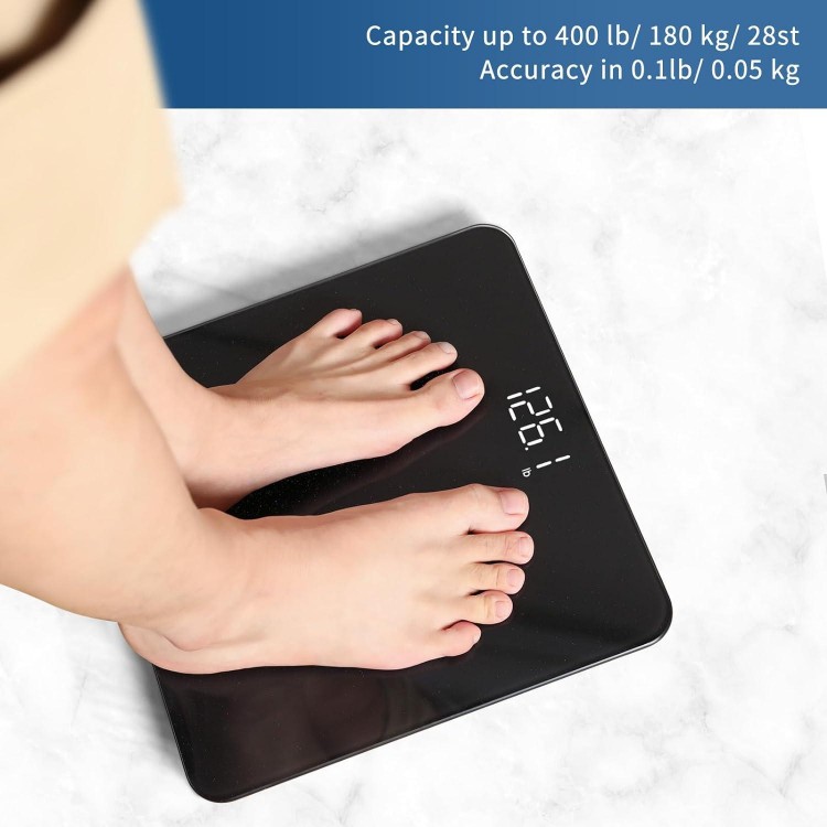 Digital Bathroom Scale For Body Weight, Clear LED Display And Step-On